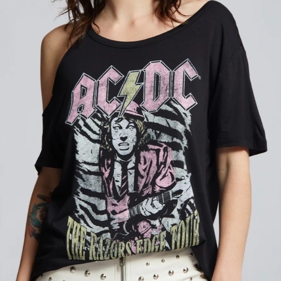 Recycled Karma Tops - Recycled Karma Ac/DC Black Tee NEW IN POLY BAG - MEDIUM